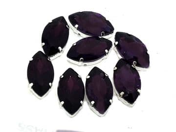 Amethyst Navette Horse Eye, EIMASS® 3511 Sew or Glue on Single Stone Setting Crystals