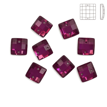Amethyst Purple Chessboard style Square, EIMASS Resin Crystals, Sew or Glue on Flat Back Rhinestones