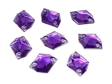 Amethyst Purple Hexagon, EIMASS Resin Crystals, Sew or Glue on Flat Back Rhinestones