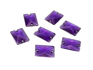 Amethyst Purple Rectangle Shape, EIMASS® Resin Sew on Glue on Crystals