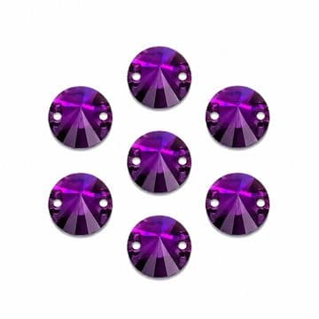 Amethyst Purple Round Rivoli Shape, EIMASS Resin Crystals, Sew or Glue on Flat Back Rhinestones