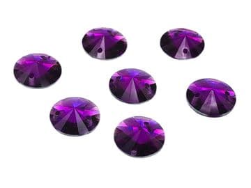 Amethyst Purple Round Rivoli Shape, EIMASS Resin Crystals, Sew or Glue on Flat Back Rhinestones