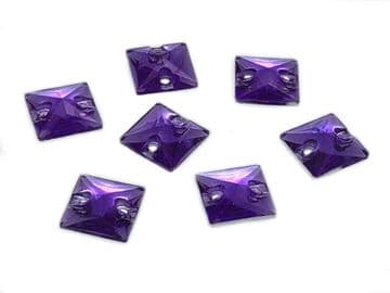 Amethyst Purple Square Shape, EIMASS® Resin Sew on Glue on Crystals