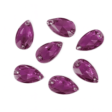 Amethyst Purple Teardrop, EIMASS Resin Crystals, Sew or Glue on Flat Back Rhinestones