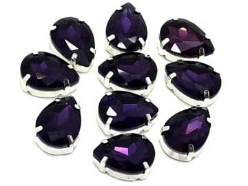 Amethyst Teardrops, EIMASS® 3511 Sew or Glue on Single Stone Setting Crystals