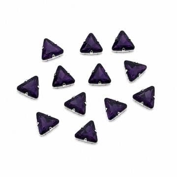 Amethyst Triangle, EIMASS® 3511 Sew or Glue on Glass Crystals in Silver Casings