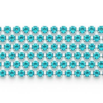 Aquamarine in Silver Chain, EIMASS® Grade A World Class Rhinestone Cup Chain Trimming Wholesale