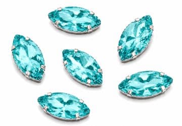Aquamarine Navette Horse Eye, EIMASS® 3511 Sew or Glue on Single Stone Setting Crystals
