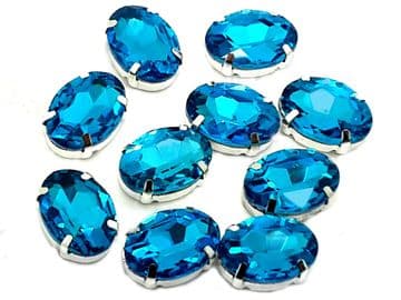 Aquamarine Oval, EIMASS® 3511 Sew or Glue on Single Stone Setting Crystals