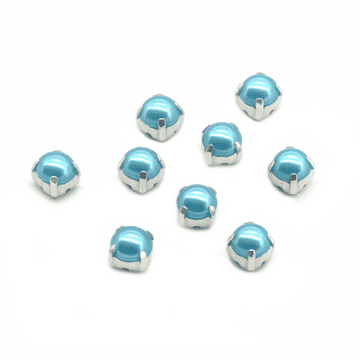 Aquamarine Pearl Rose Montees, EIMASS® 3555 Range Single Stone Silver Setting Pearls