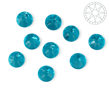 Aquamarine Star Cut, EIMASS® 8898 Exquisite Hot Fix Flat Back Crystals, Global Brand
