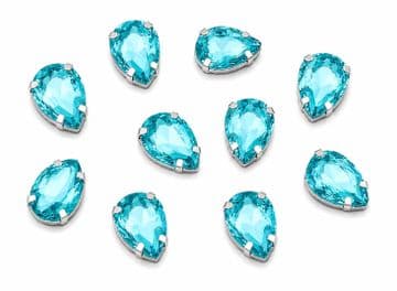 Aquamarine Teardrops, EIMASS® 3511 Sew or Glue on Single Stone Setting Crystals