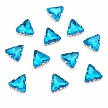Aquamarine Triangle, EIMASS® 3511 Sew or Glue on Glass Crystals in Silver Casings
