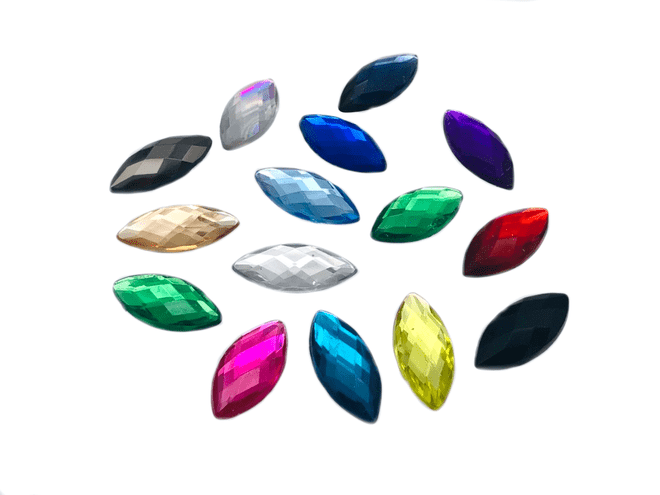 Assorted Colours EIMASS® Acrylic Navette Horse Eye Shaped Glue on Rhinestones