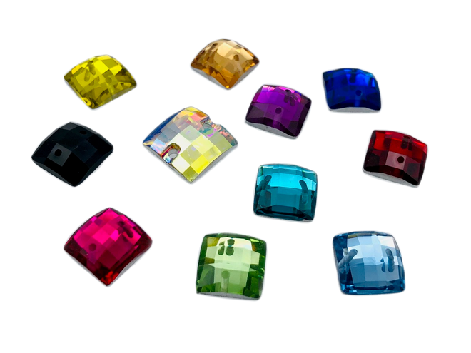 Assorted Colours Pack Chessboard Square, EIMASS Resin Crystals, Sew or Glue on Flat Back Rhinestones