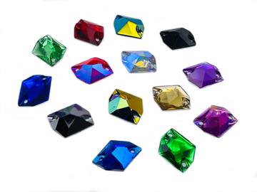 Assorted Colours Pack Hexagon, EIMASS Resin Crystals, Sew or Glue on Flat Back Rhinestones