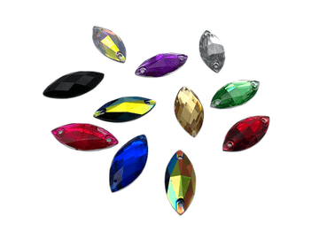 Assorted Colours Pack, Navette Horse Eye, EIMASS Resin Crystals, Sew or Glue on Flat Back Rhinestone