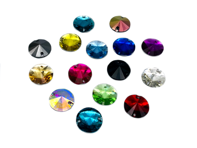 Assorted Colours Pack Rivoli Shape, EIMASS Resin Crystals, Sew or Glue on Flat Back Rhinestones