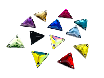 Assorted Colours Pack Triangle, EIMASS® Resin Crystals, Sew on Glue on Stones