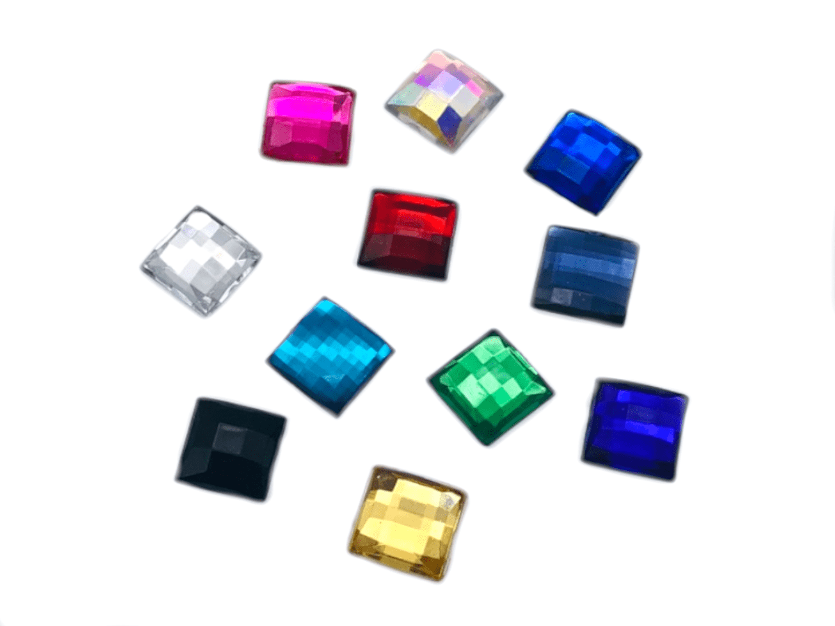 Assorted Colours Square EIMASS Acrylic Flat Back Rhinestones