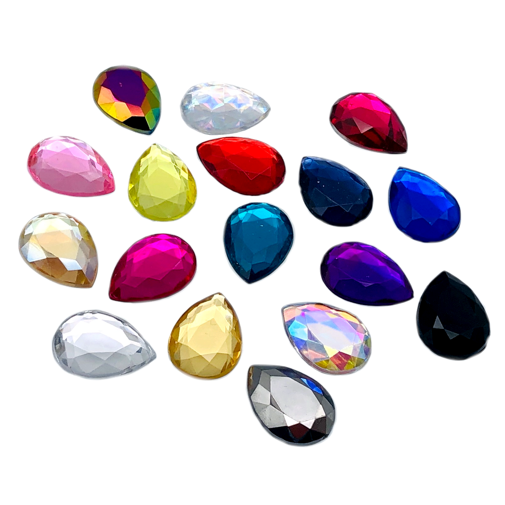Assorted Colours Teardrop EIMASS Acrylic Flat Back Rhinestones Pack