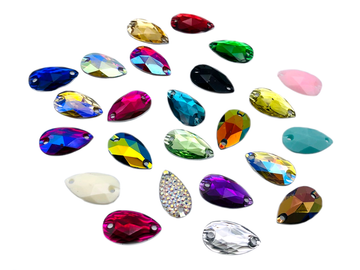 Assorted Colours Teardrop, EIMASS Resin Crystals, Sew or Glue on Flat Back Rhinestones