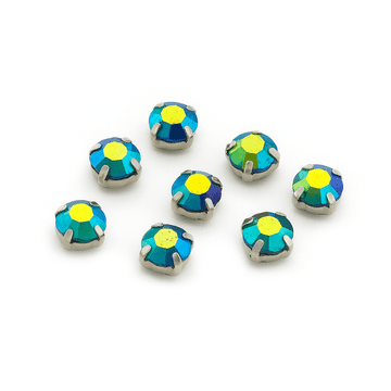 Black AB Blue Shade Rose Montees, EIMASS® 3555 Range Single Stone Silver Setting Crystals