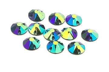 Black AB, EIMASS® Resin Round Sew Or Glue On Crystals, Flat Back Rhinestones