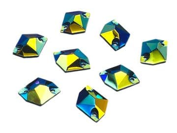 Black AB Hexagon, EIMASS Resin Crystals, Sew or Glue on Flat Back Rhinestones