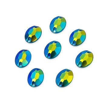 Black AB Oval Shape, EIMASS Resin Crystals, Sew or Glue on Flat Back Rhinestones