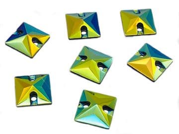 Black AB Square Shape, EIMASS® Resin Sew on Glue on Crystals