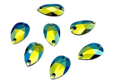 Black AB Teardrop, EIMASS Resin Crystals, Sew or Glue on Flat Back Rhinestones