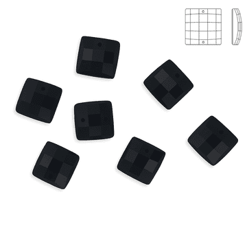Black Chessboard style Square, EIMASS Resin Crystals, Sew or Glue on Flat Back Rhinestones