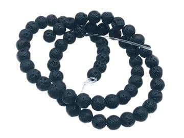 Black Hematite Lava Rock Effect, EIMASS ® Semi Precious Natural Stones Round Beads
