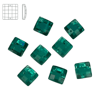 Blue Zircon Chessboard style Square, EIMASS Resin Crystals, Sew or Glue on Flat Back Rhinestones