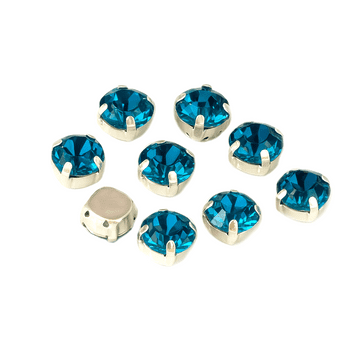 Blue Zircon Rose Montees, EIMASS® 3555 Range Single Stone Silver Setting Crystals