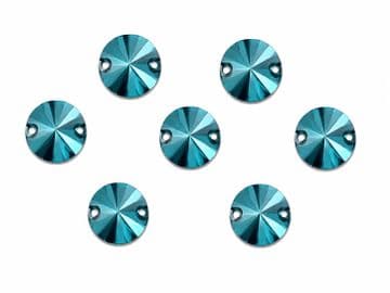 Blue Zircon Round Rivoli Shape, EIMASS Resin Crystals, Sew or Glue on Flat Back Rhinestones