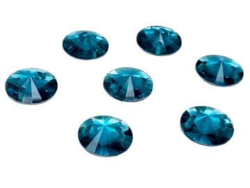 Blue Zircon Round Rivoli Shape, EIMASS Resin Crystals, Sew or Glue on Flat Back Rhinestones