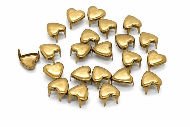 Brass / Bronze Heart, EIMASS® Copper Studs Rivets With Prongs Claws