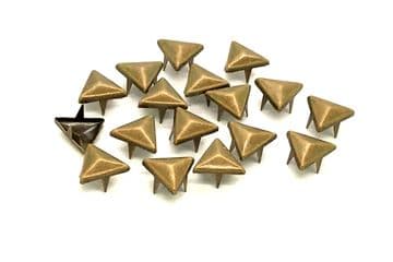 Brass / Bronze Triangle Pyramid shape EIMASS® Studs Rivets with Prongs Claws