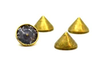 Bronze Spike Cone Hotfix, EIMASS® Premium Alloy Hot Fix / Iron on Flat Back Studs to Embellish