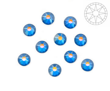 Capri Blue AB Star Cut, EIMASS® 8898 Exquisite Hot Fix Flat Back Crystals, Global Brand