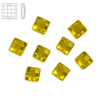 Citrine Yellow Chessboard style Square, EIMASS Resin Crystals, Sew or Glue on Flat Back Rhinestones