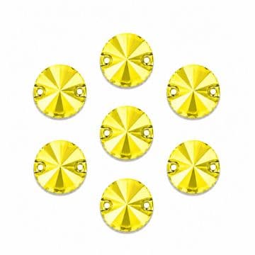 Citrine Yellow Round Rivoli Shape, EIMASS Resin Crystals, Sew or Glue on Flat Back Rhinestones