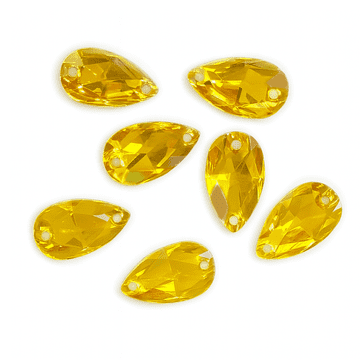 Citrine Yellow Teardrop, EIMASS Resin Crystals, Sew or Glue on Flat Back Rhinestones