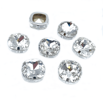 Clear Crystal Cushion Cut, EIMASS® 3511 Sew or Glue on Single Stone Setting