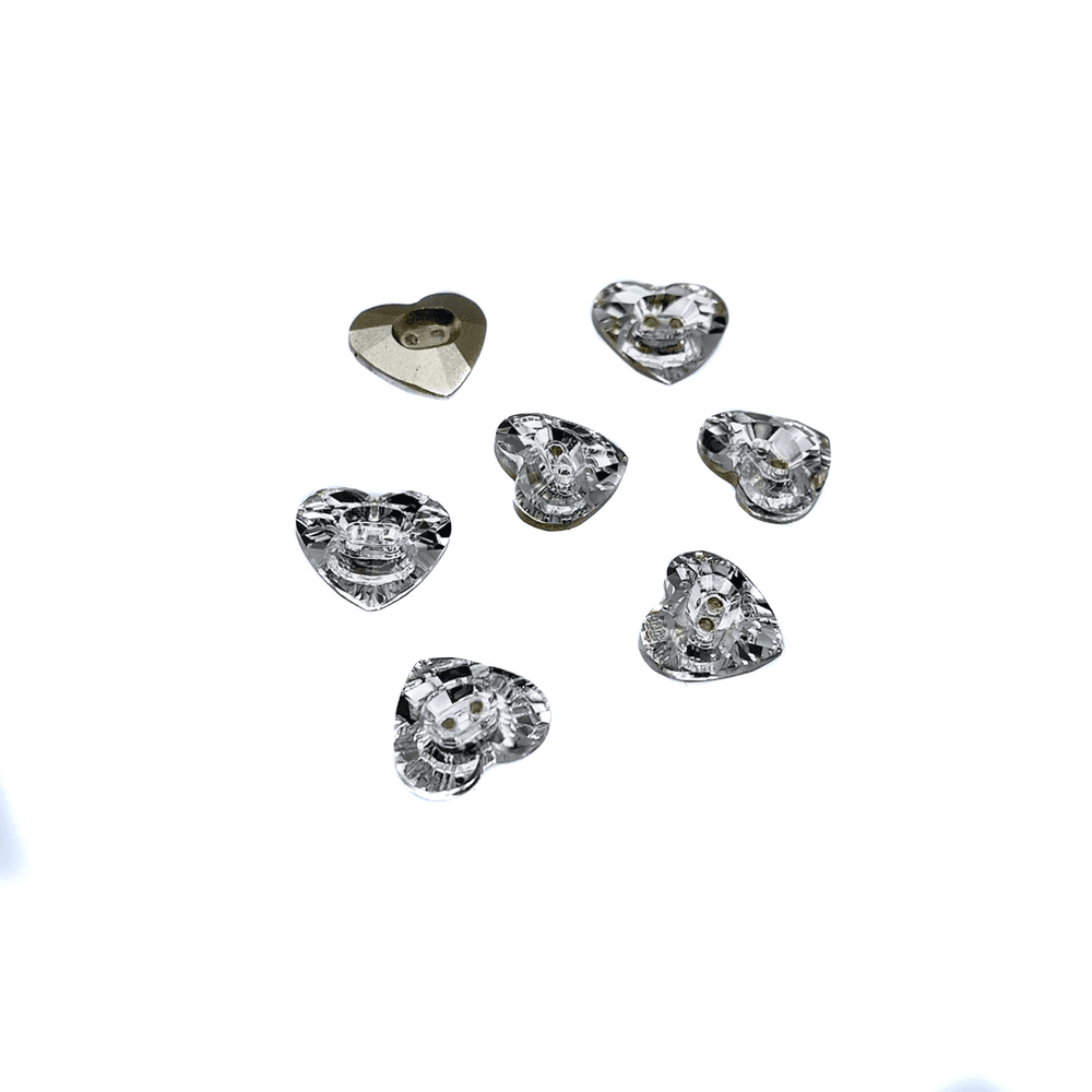 Clear Crystal Heart Shape Buttons EIMASS Exquisite Range Cut Glass Sewing