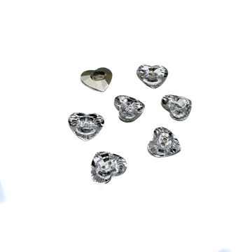 Clear Crystal Heart Shape Buttons, EIMASS® Exquisite Range Cut Glass Sewing