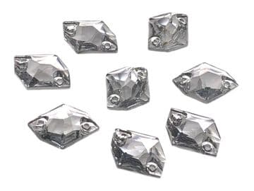 Clear Crystal Hexagon, EIMASS Resin Crystals, Sew or Glue on Flat Back Rhinestones