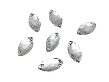 Clear Crystal Navette Horse Eye, EIMASS® 3533 Sew on Glue on Cut Glass Flat Back Crystals